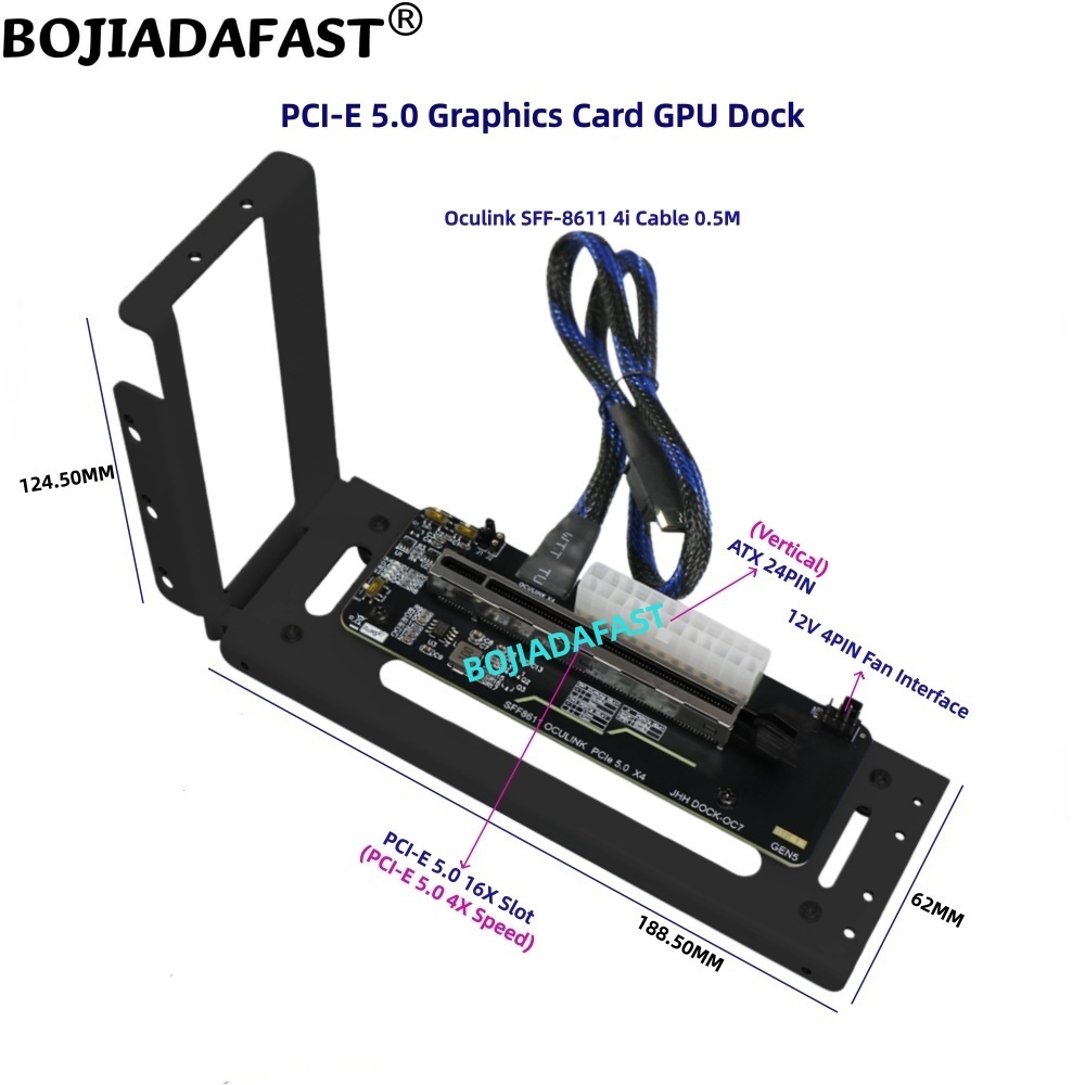PCI-E 5.0 X4 OCuLink Kartu Gra - Pcie 5.0 Gpu Riser Cable ulasan dan harga